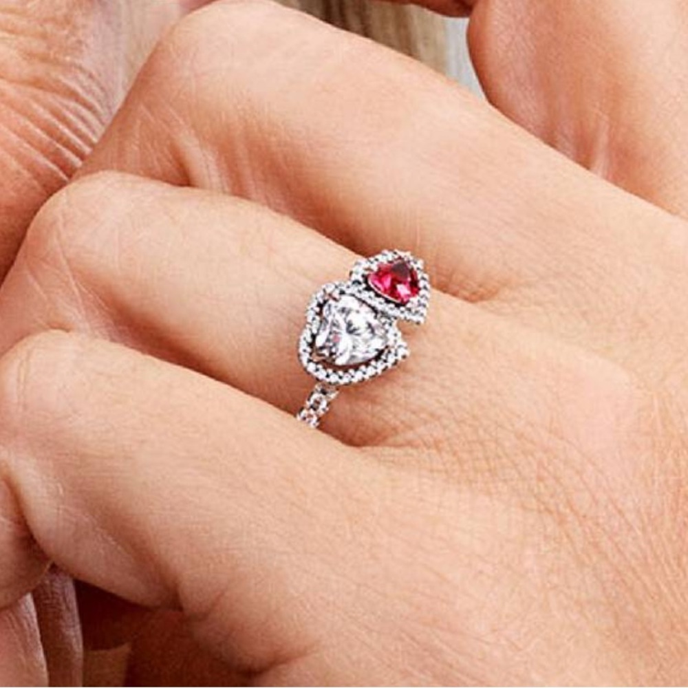 Halo Heart Ring Sterling Silver Size 9 perfect for Valentines - Picture 3 of 11